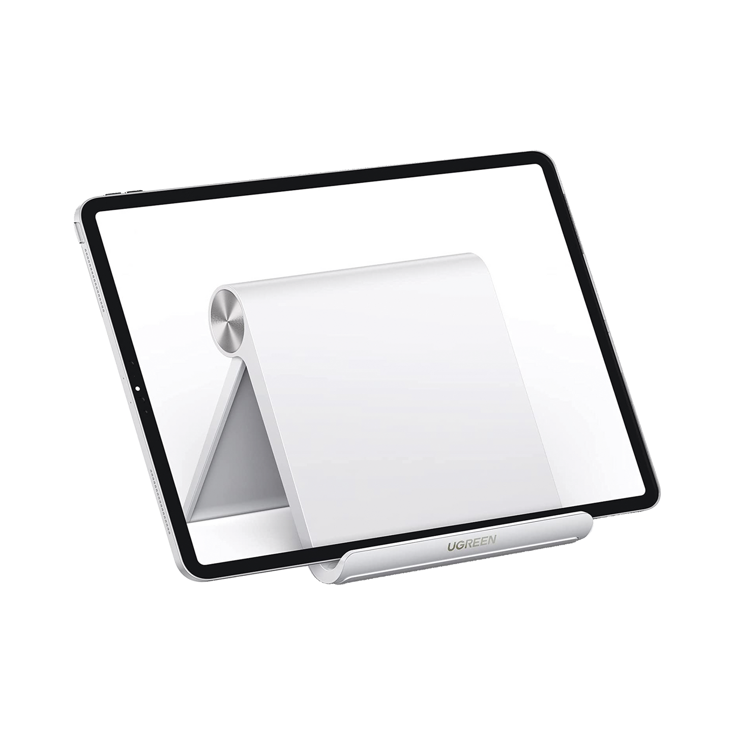Soporte de Escritorio para Tablet / Ajustable de 0° a 100° / Goma Antiarañazos / Antideslizante / Amplia Compatibilidad con dispositivos de 4'' a 13'' / Plegable / ABS / Color Blanco