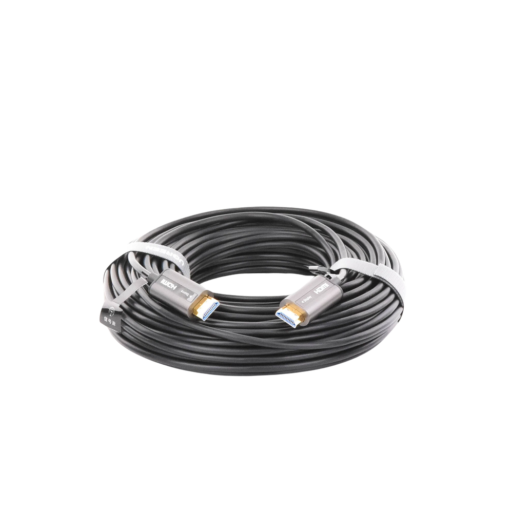 Cable HDMI de 30 Metros por Fibra Óptica 4K@60Hz / Fibra de 4 núcleos + Cobre estañado de 7 núcleos / Compatible con HDMI 2.0 / Alta velocidad 18 Gbps / 3D / HDR / Caja de Aleacion Zinc / Premium