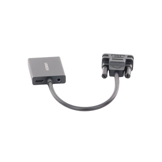 UGREEN Entrada: VGA Macho Salida: HDMI Hembra Resolución de 1080P@60Hz Puerto Estéreo de 3.5 mm / Plug and Play, Sin Controlador / Longitud del Cable 15 cm. / Incluye Cable de Alimentacion USB / Incluye Cable de Audio de 3.5mm.