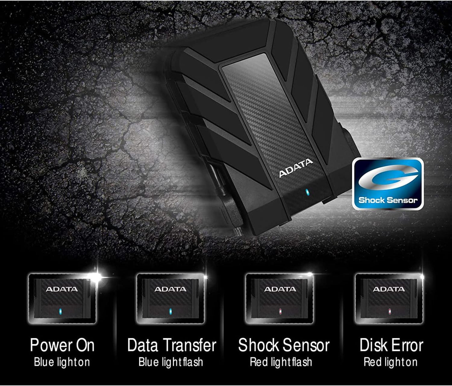 ADATA Disco Duro Externo HDD HD710P, 2 TB,Resistente a golpes,agua y polvo, certificación grado militar, Color Negro