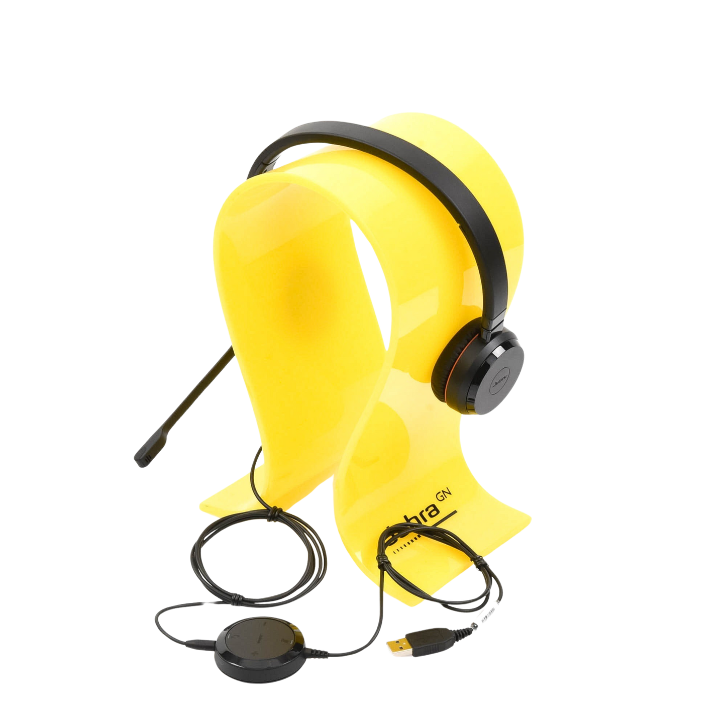 Diadema Jabra Evolve 30 Duo con conexión USB 3.5mm, micrófono con cancelación de ruido y controlador en el cable con botones e indicadores LED