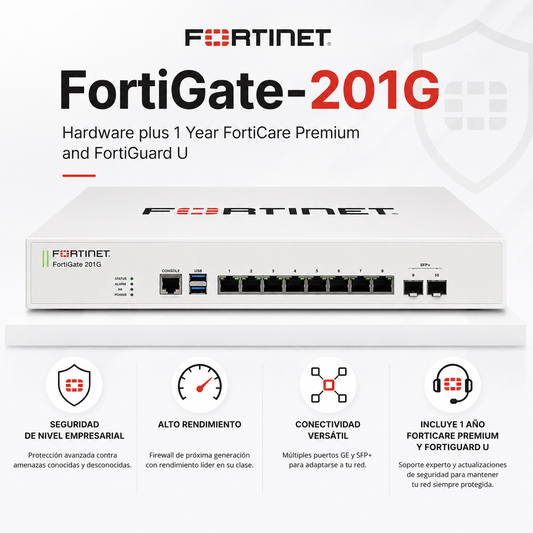 FortiGate-201G Hardware plus 1 Year FortiCare Premium and FortiGuard U