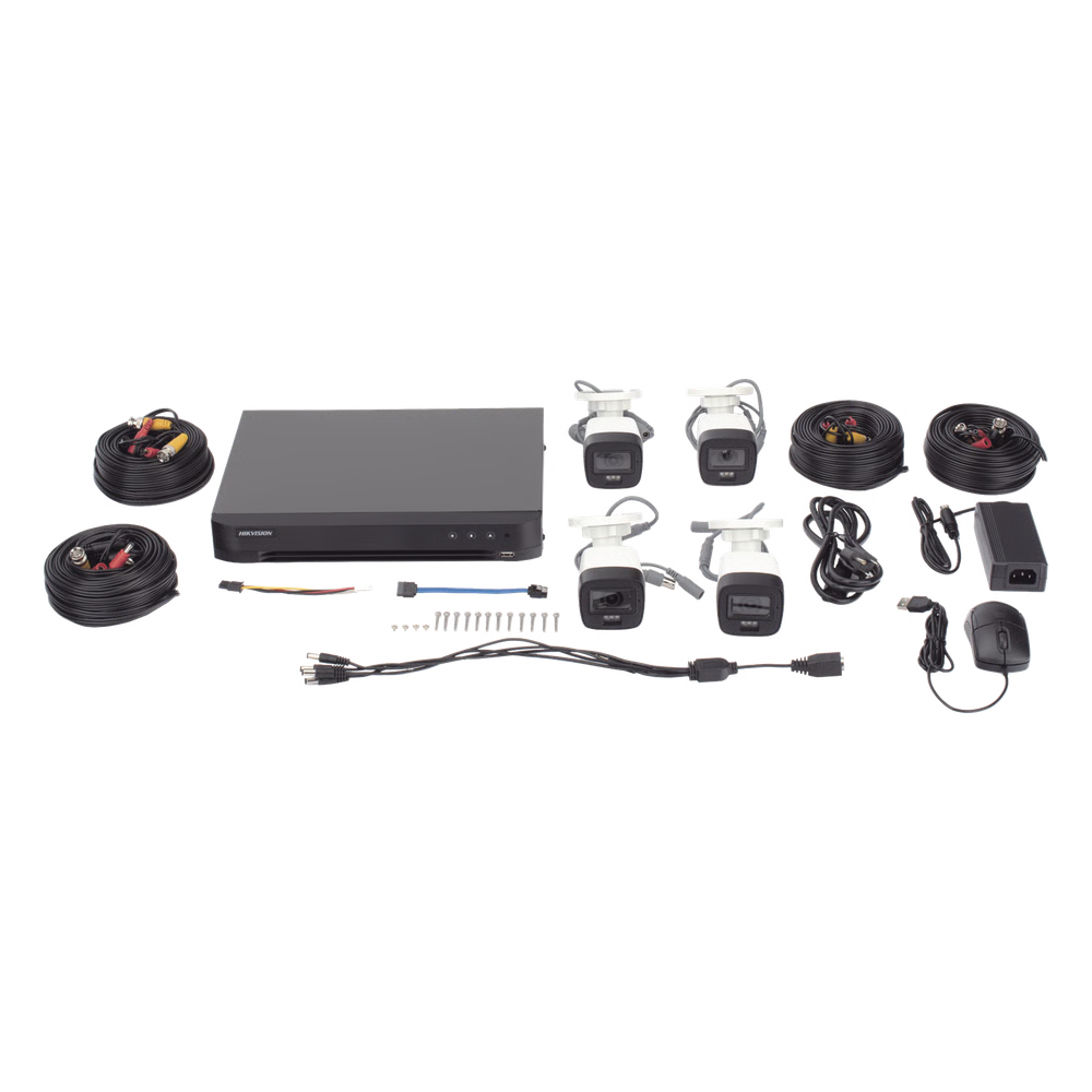 Kit TurboHD 3K (5 Megapixel) / DVR 4 Canales / 4 Cámaras Bala para Exterior y Metal + Disco Duro 1TB