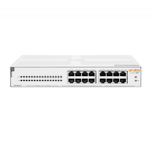 Switch Aruba Gigabit Ethernet Instant On 1430 16g, 16 Puertos Clase 4 Poe (124w) - 16 Puertos 1g, No Administrable
