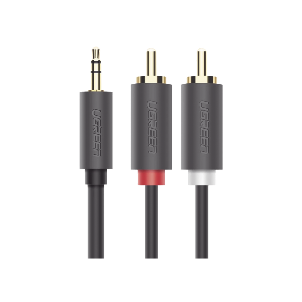 UGREEN Cable Audio Estéreo Jack 3,5mm a 2RCA, Cable Minijack 3,5mm a 2 RCA Macho a Macho con Conectores Metálicos para Móvil iPhone iPod Smart TV Reproductor MP3 Tablet PC Amplificador Altavoz(5M)