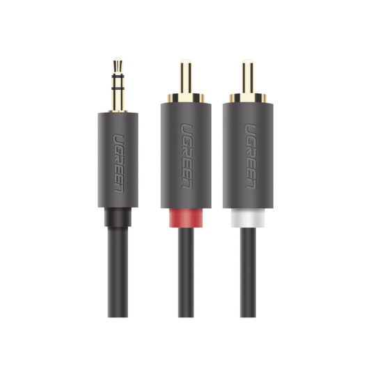 UGREEN Cable Audio Estéreo Jack 3,5mm a 2RCA, Cable Minijack 3,5mm a 2 RCA Macho a Macho con Conectores Metálicos para Móvil iPhone iPod Smart TV Reproductor MP3 Tablet PC Amplificador Altavoz(5M)