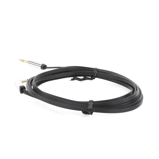 UGREEN Cable Auxiliar Plano 2 Metros / Conector 3.5mm a 3.5mm / Macho-Macho / Recto a Angulo / Ángulo de 90° en una de sus Puntas / Color Negro