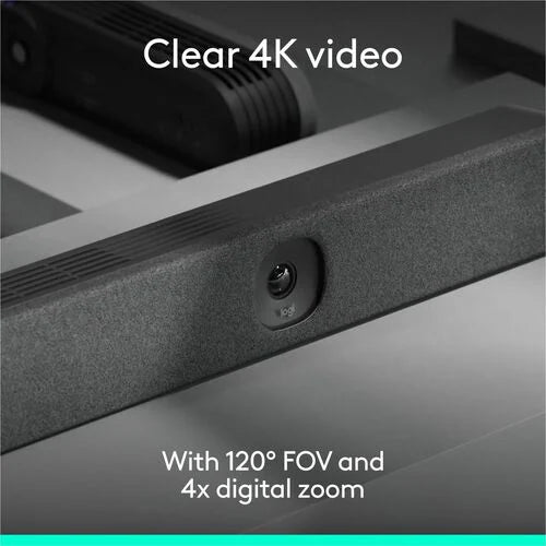 Logitech Sistema de Videoconferencia Rally Bar Huddle, Con Micrófono, 4K Ultra HD, 1x RJ-45, 2x HDMI, 1x USB-A, 1x USB-C, Grafito