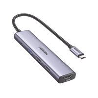 HUB USB-C (Docking Revodok) 5 en 1 | 1 USB-A 3.0 (5Gbps) | 2 USB-A 2.0 (5Gbps) | HDMI 2.0 4K@30Hz | USB-C PD Carga 100W | Cable Trenzado Duradero | Carcasa de Aluminio.