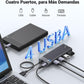 HUB USB-A 3.2 Gen1 UGREEN 4 EN 1  4 Puertos USB-A (5Gbps)  Carcasa ABS + PC Soporta OTG  Luz Indicadora LED  Cable de Nylon Trenzado de 20cm