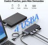 HUB USB-A 3.2 Gen1 UGREEN 4 EN 1  4 Puertos USB-A (5Gbps)  Carcasa ABS + PC Soporta OTG  Luz Indicadora LED  Cable de Nylon Trenzado de 20cm