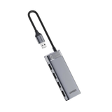 HUB USB-A 3.2 Gen1 4 EN 1  4 Puertos USB-A (5Gbps)  Carcasa ABS + PC Soporta OTG  Luz Indicadora LED  Cable de Nylon Trenzado de 20cm
