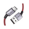 Cable USB-A a USB-C | 1 Metro | Protección Integrada | Carga Rápida | QC 4.0/3.0/2.0 | FPC | AFC | Transferencia de datos de 480 Mbps | Caja de Aluminio | Nylon Trenzado | Color Rojo | 2 años de Garantía.