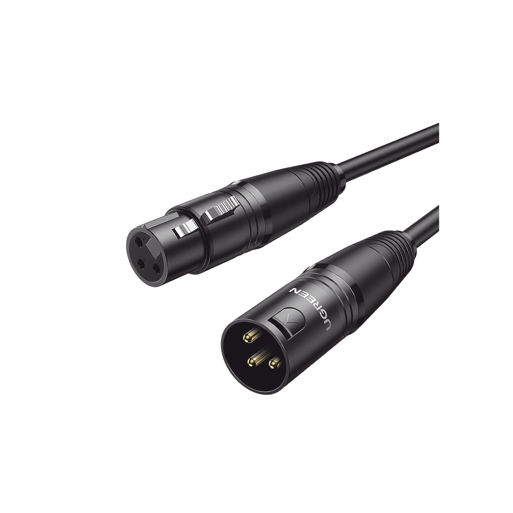 UGREEN Cable para Micrófono XLR Tipo Canon Macho a Hembra / 10 Metros / Plug & Play / Antiinterferencias / Triple Blindaje / Alta Calidad / Color Negro