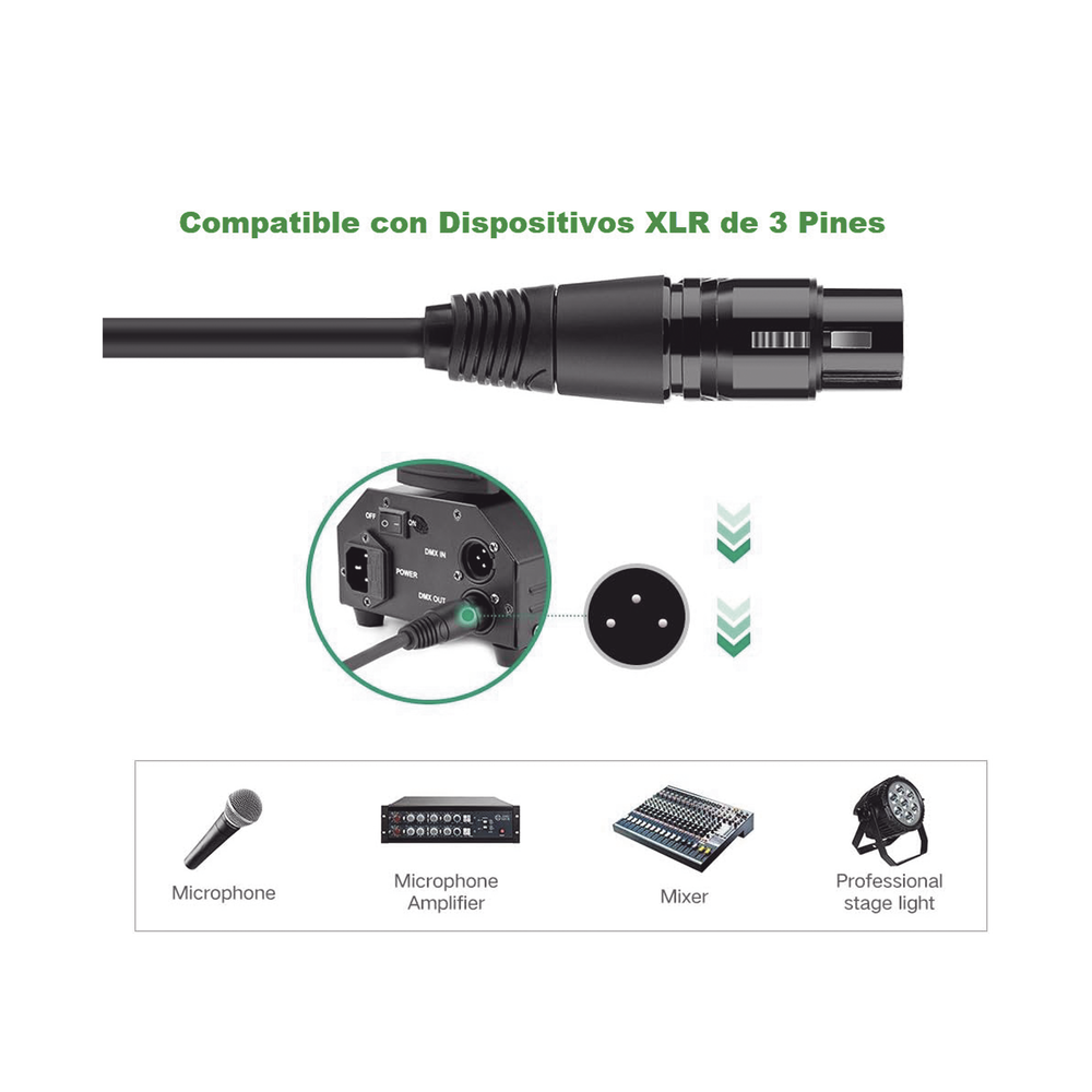Cable para Micrófono Plug 6.35 mm (1/4 Inch) Macho a XLR Canon Hembra / Núcleo de Cobre / 5 Metros / Alta Calidad / Color Negro