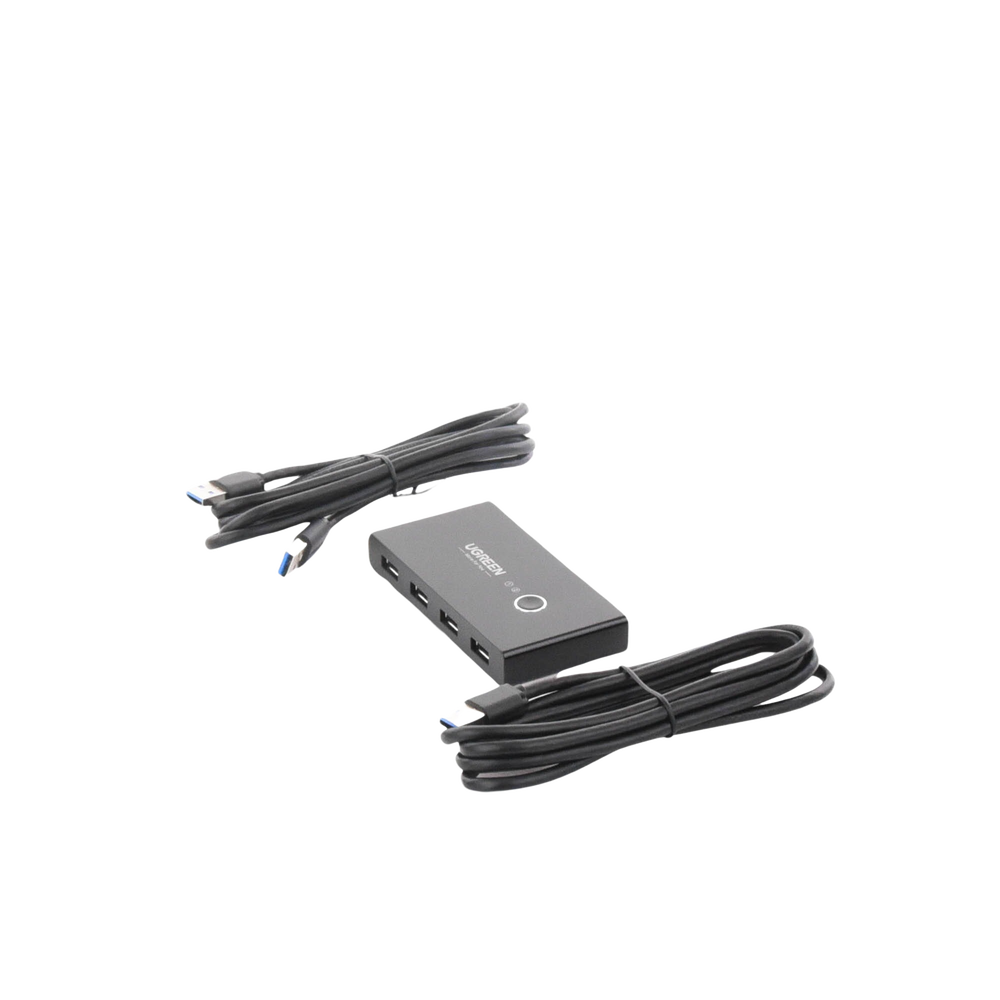 UGREEN Conmutador USB para Compartir 4 Puertos USB 3.0 a 2 PCs | Cambio Mediante Botón