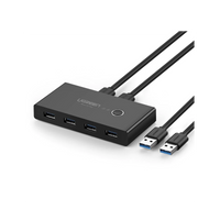HUB para Compartir 4 Puertos USB 3.0 a 2 PC ?s / Cambio Mediante Botón / Incluye dos cables USB de 1.5 m /  ABS / Permite que 2 Usuarios Compartan 4 Dispositivos Periféricos USB3.0, como una impresora, un escáner, etc.