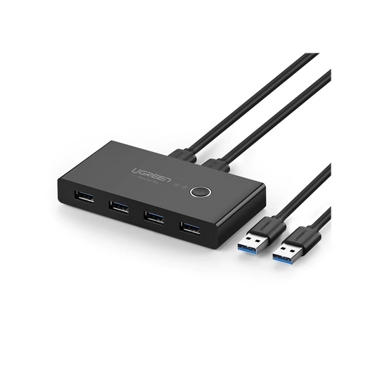 UGREEN Conmutador USB para Compartir 4 Puertos USB 3.0 a 2 PCs | Cambio Mediante Botón
