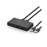 UGREEN Conmutador USB para Compartir 4 Puertos USB 3.0 a 2 PCs | Cambio Mediante Botón