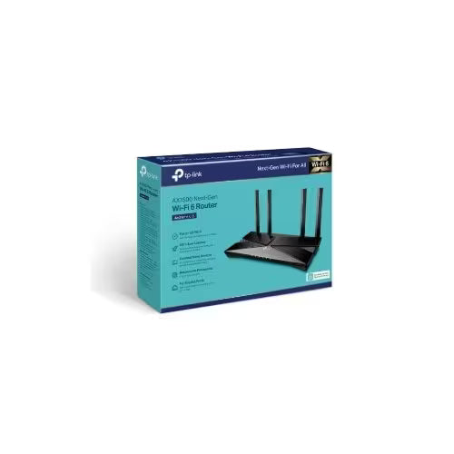 Router WiFi 6 AX 1500Mbps / MU-MIMO 2X2 y OFDMA / 1 Puerto WAN 10/100/1000 Mbps / 4 Puertos LAN 10/100/1000 Mbps / 4 Antenas Beamforming