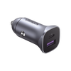 Cargador de Auto 30W / 2 Puertos USB-A y USB-C / Carga Rápida / Compatible con Vehículos de 12 y 24 VCD / PD3.0 + QC3.0 / Indicador Led / Diseño Compacto / Chip Inteligente / Aleación de Aluminio.