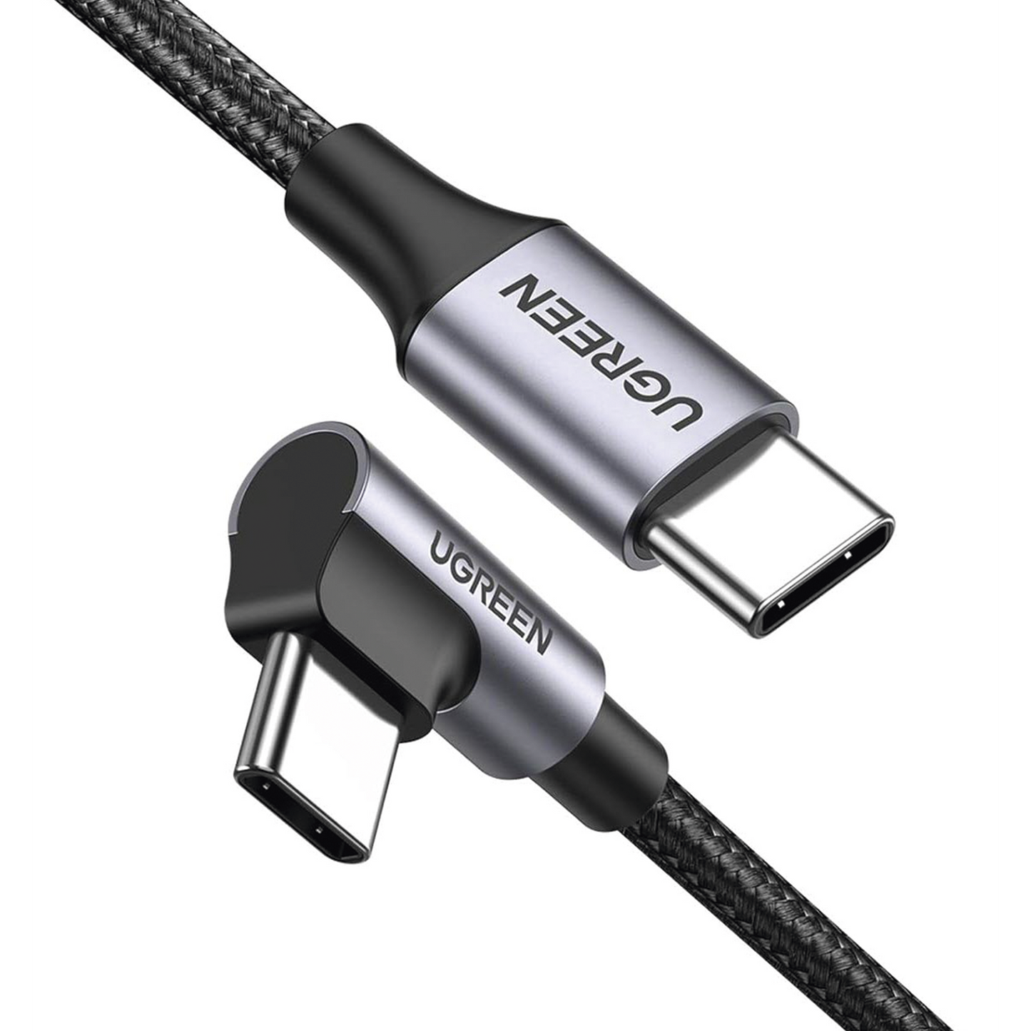 Cable USB-C a USB-C  Conector con Ángulo Recto de 90°  1 Metro  Carcasa de Aluminio   Transferencia de Datos Hasta 480 Mbps Soporta Carga Rápida de hasta 60W