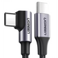 Cable USB-C a USB-C  Conector con Ángulo Recto de 90°  1 Metro  Carcasa de Aluminio   Transferencia de Datos Hasta 480 Mbps Soporta Carga Rápida de hasta 60W