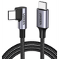 Cable USB-C a USB-C  Conector con Ángulo Recto de 90°  1 Metro  Carcasa de Aluminio   Transferencia de Datos Hasta 480 Mbps Soporta Carga Rápida de hasta 60W