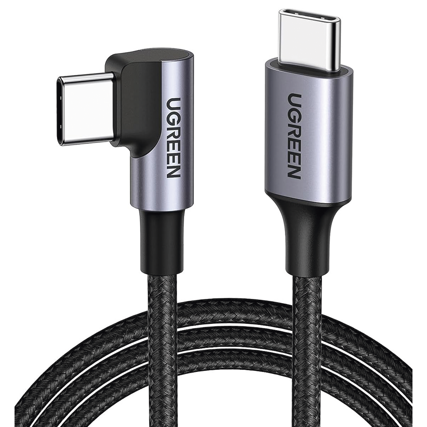Cable USB-C a USB-C  Conector con Ángulo Recto de 90°  1 Metro  Carcasa de Aluminio   Transferencia de Datos Hasta 480 Mbps Soporta Carga Rápida de hasta 60W