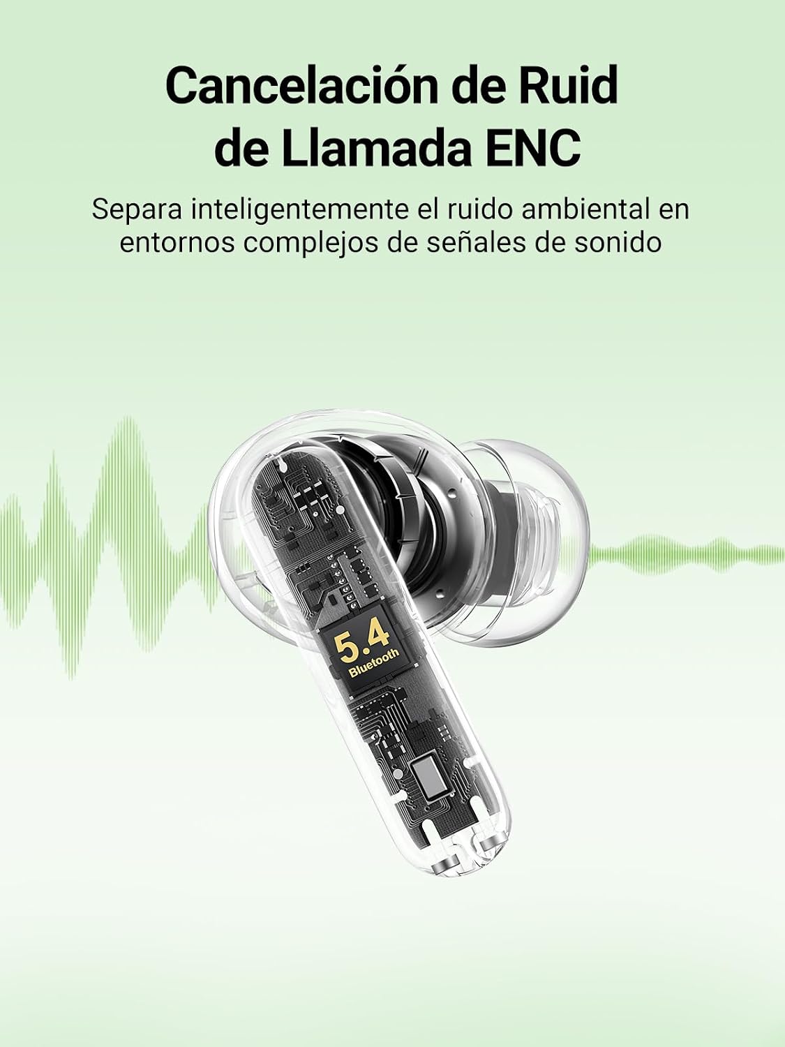 UGREEN Auriculares True Wireless, Bluetooth 5.4, 10 mts Alcance, Batería 34