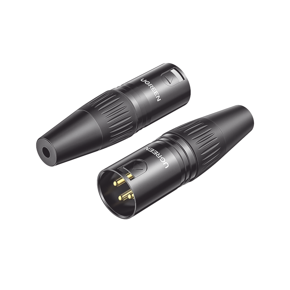 UGREEN Conector de Audio XLR Tipo Canon Macho / PVC / ABS / Aleación Zinc / Anti Oxidante / Anti Caida / Sin aflojarse / Apertura Ajustable de 6.0 a 7.0 mm / Soldable