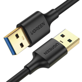 UGREEN Cable USB-A 3.0 a  USB-A 3.0 / 3 Metros / Macho a Macho / Conector Niquelado / Núcleo de Cobre Estañado / Blindaje Múltiple / Velocidad 5Gbps / No Requiere Controlador / Compatible con USB 2.0 Y USB 1.1