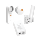 Kit de radios C5X, rango de frecuencia extendida (4.9 a 6.4 GHz),  incluye inyector POE, montaje universal para tubo o poste Y una antena de 16 dBi