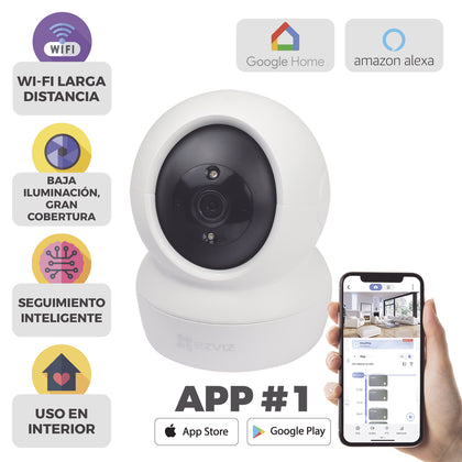 EZVIZ Cámara de Vigilancia WiFi Interior 1080p Cámara IP Domo 360º PTZ, Visión Nocturna, Detección de Movimiento, Audio Bidireccional, Compatible con Alexa y Google, Andriod/iOS