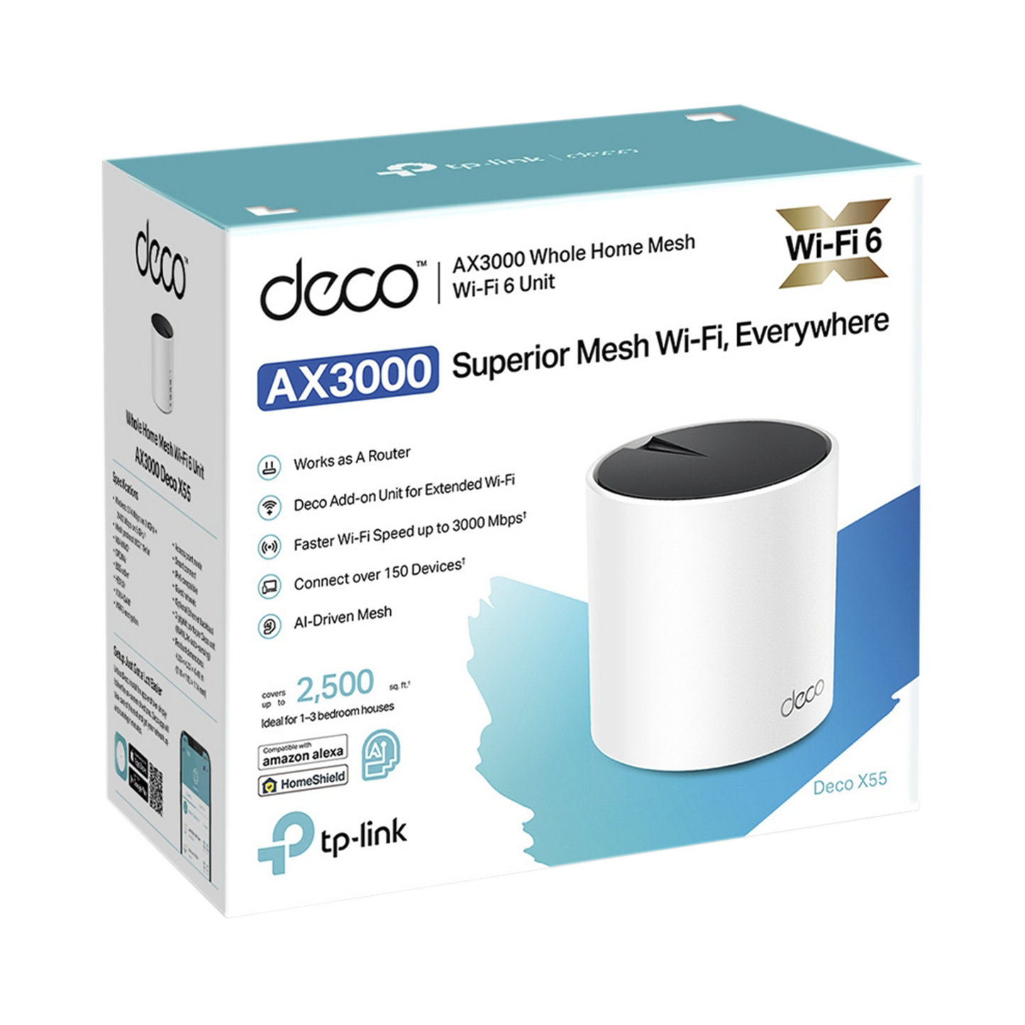 Router Inalámbrico MESH Interior para Hogar  Doble Banda Wi-Fi 6 AX3000 Mbps  3 Puerto Gigabit