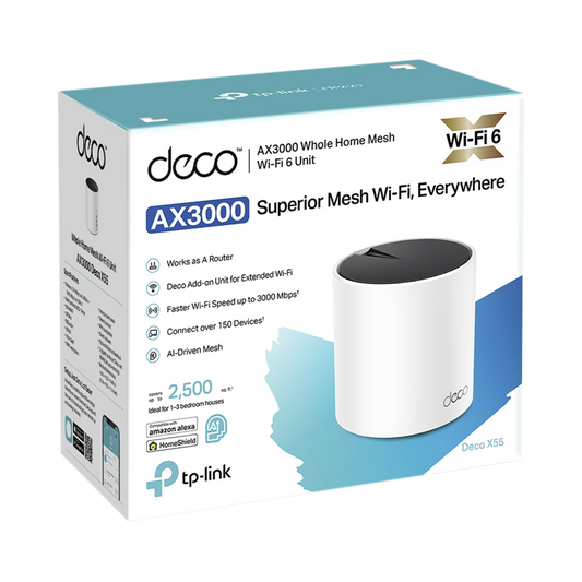 Router Inalámbrico MESH Interior para Hogar  Doble Banda Wi-Fi 6 AX3000 Mbps  3 Puerto Gigabit