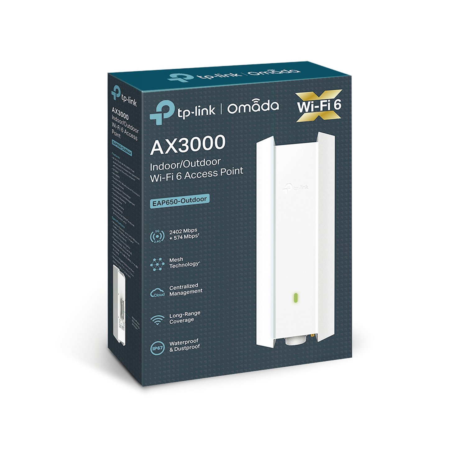 Punto de Acceso Omada Exterior-Interior  Wi-Fi 6 AX3000 MU-MIMO 2x2  Mesh Omada  Alta Densidad de Usuarios