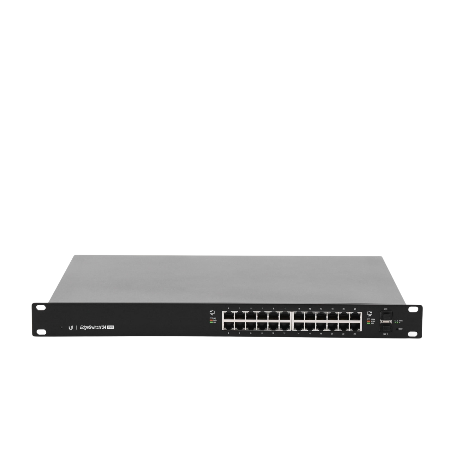 Switch EdgeMAX administrable de 24 puertos Gigabit con PoE+/PoE Pasivo 24V + 2 Puertos SFP, 250 W