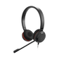 Diadema Jabra Evolve 30 Duo con conexión USB 3.5mm, micrófono con cancelación de ruido y controlador en el cable con botones e indicadores LED