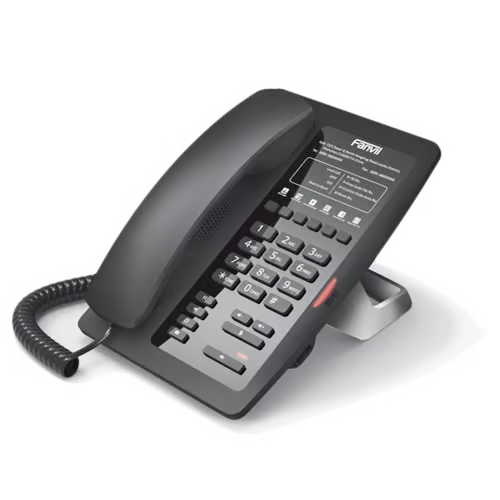 Teléfono IP para Hotelería, profesional con 6 teclas programables para servicio rápido (Hotline), plantilla personalizable con PoE