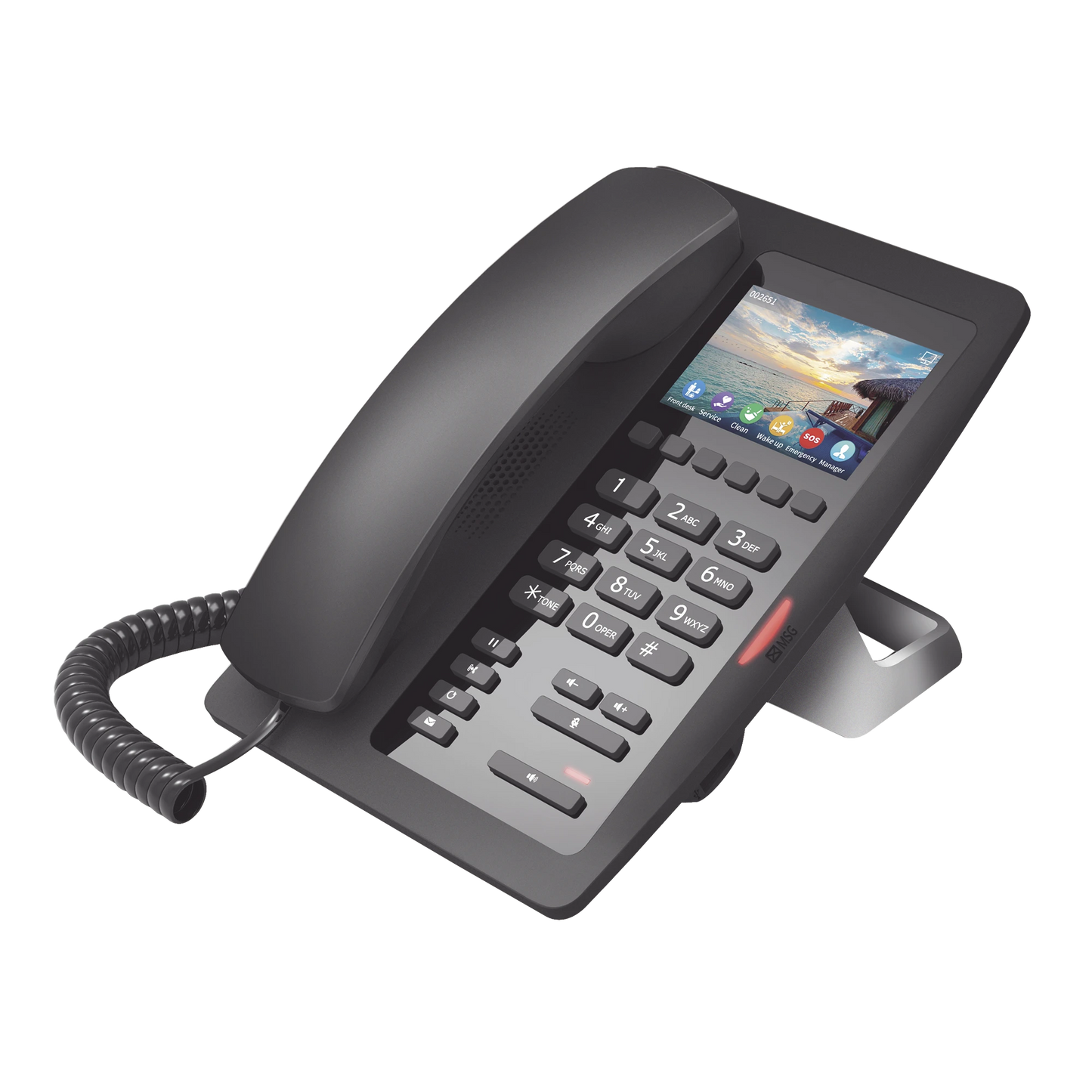 (H5W Color Negro)Teléfono IP WiFi para Hotelería, profesional de gama alta con pantalla LCD de 3.5 pulgadas a color, 6 teclas programables para servicio rápido (Hotline) PoE