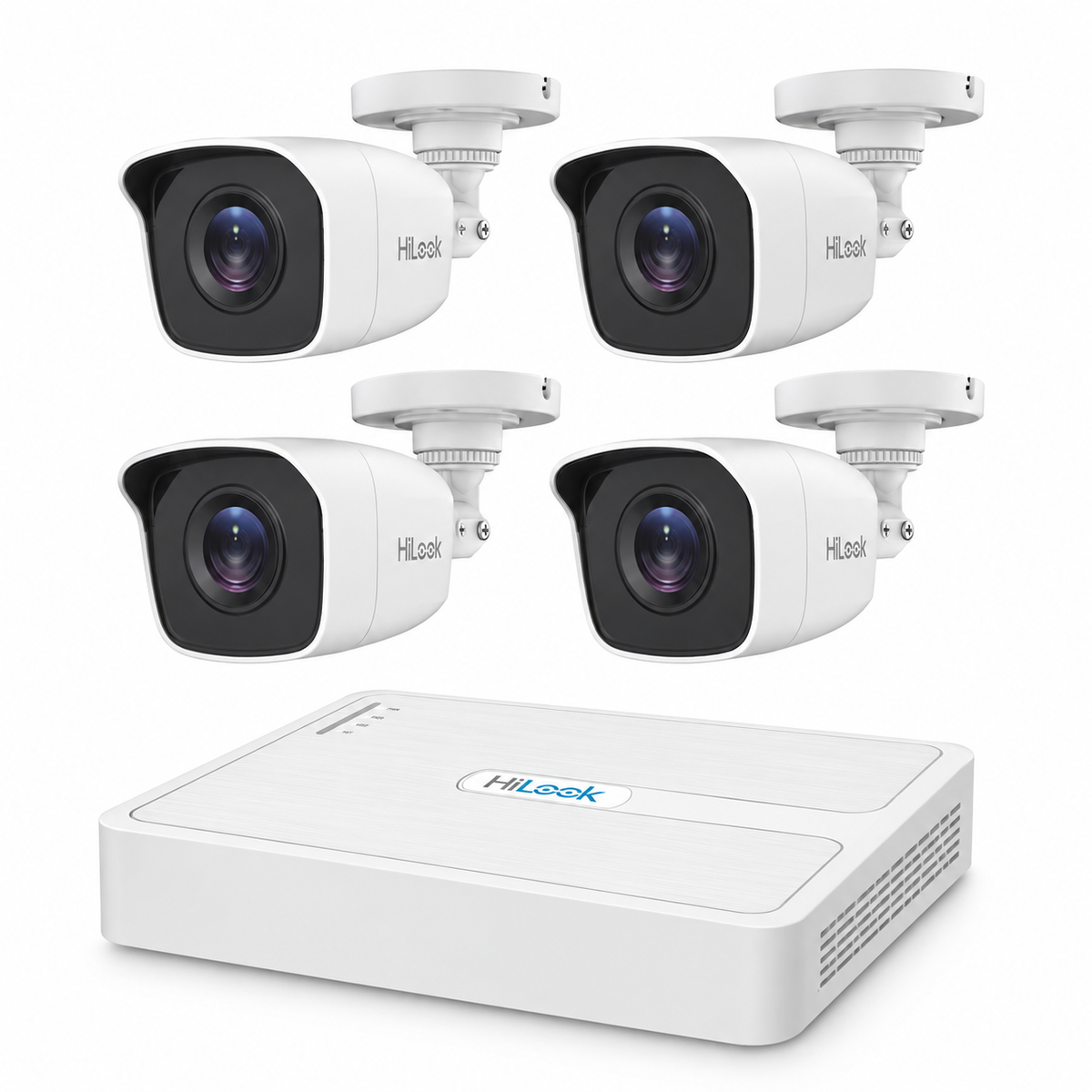 HiLook Kit de Vigilancia HL-1080-MC4 de 4 Camaras CCTV Bullet con Grabadora de 4 Canales