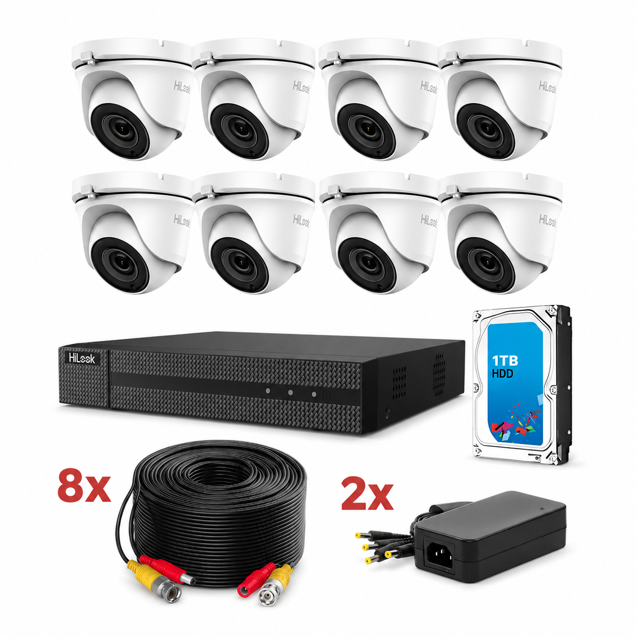 Kit de Cámaras de Seguridad TurboHD 8 Cámaras 1080P Metálicas + DVR 8 Canales + Disco Duro 1TB