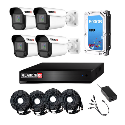 Kit de Cámaras de Seguridad CCTV Provision 1080p Full HD 4 Cámaras y Accesorios Disco Duro 500 GB