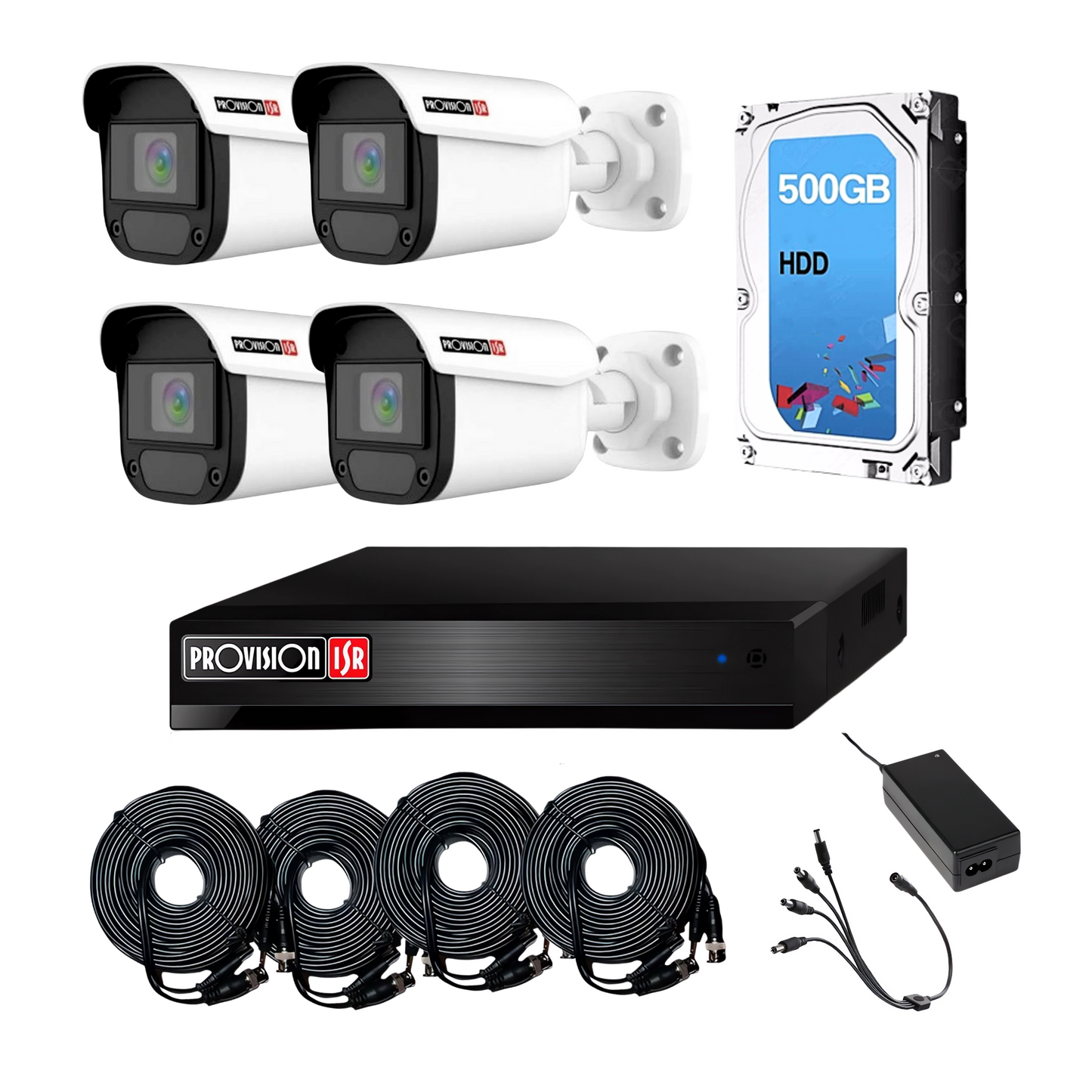 Kit de Cámaras de seguridad CCTV Provision 1080p Full HD 4 cámaras y accesorios Disco duro 500GB