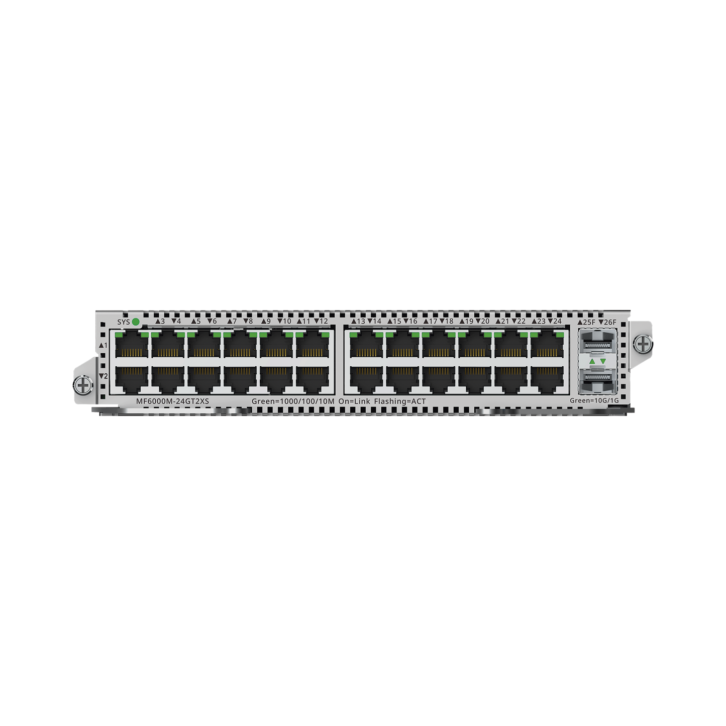e-Lighten Tarjeta Modular para OLT modelo RG-NBF6002M, 24 puertos Ethernet de 1G, 2 puertos SFP+ de 10G