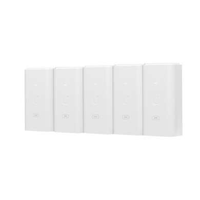 5 Unidades del Adaptador PoE Ubiquiti de 24 VDC, 0.5 A con puerto Gigabit, color blanco