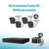 Kit Hikvision TurboHD 1080p: DVR 8 Canales H.265+, 4 Cámaras Metálicas, Disco Duro 1TB, Fuente y Accesorios