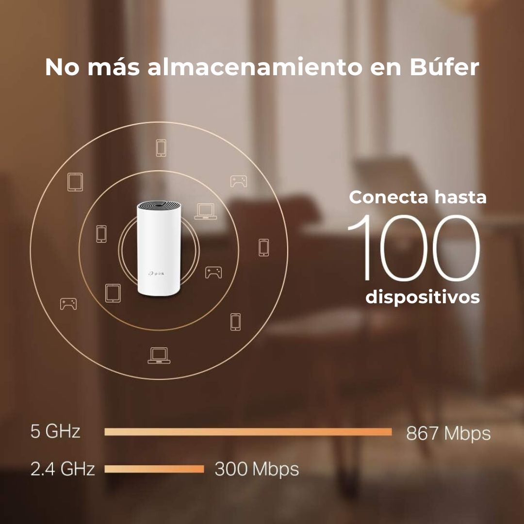 KIT de Router inalámbrico mesh Deco M4 para Hogar Doble banda AC 1200 2 puertos 10/100/1000 Mbps Compatible con Amazon Alexa