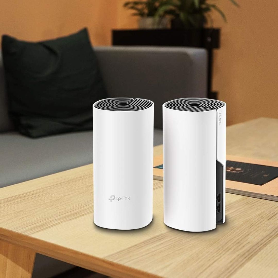 KIT de Router inalámbrico mesh Deco M4 para Hogar Doble banda AC 1200 2 puertos 10/100/1000 Mbps Compatible con Amazon Alexa